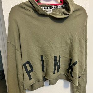 PINK olive green crop sweater